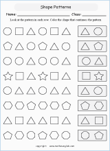 Grade 2 shape Sequences &  Patterns math school worksheets for ...