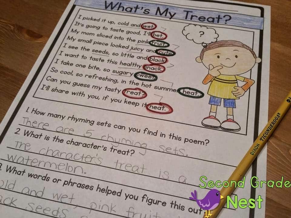 2nd grade poem worksheet