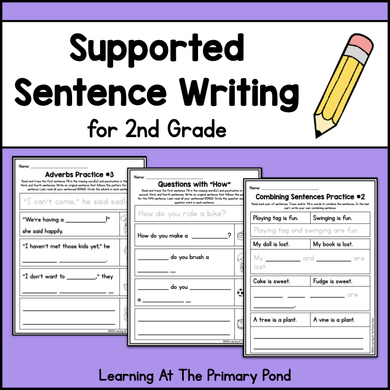 Supported Sentence Writing Worksheets for 2nd Grade - Learning at ...