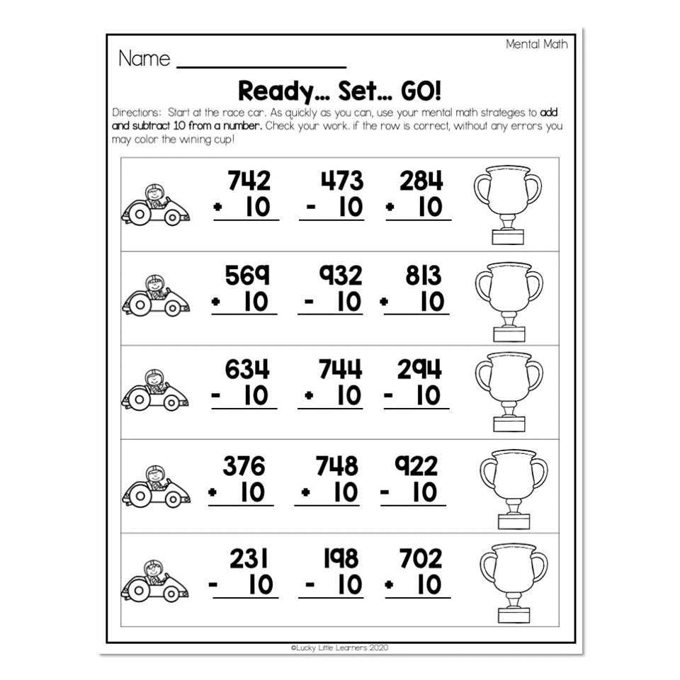 2nd Grade Math Worksheets - Place Value - Mental Math - Ready ...