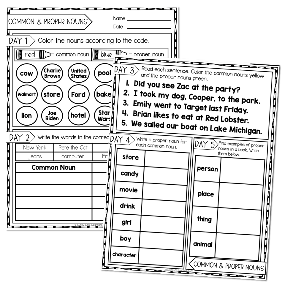 2nd grade proper nouns worksheet