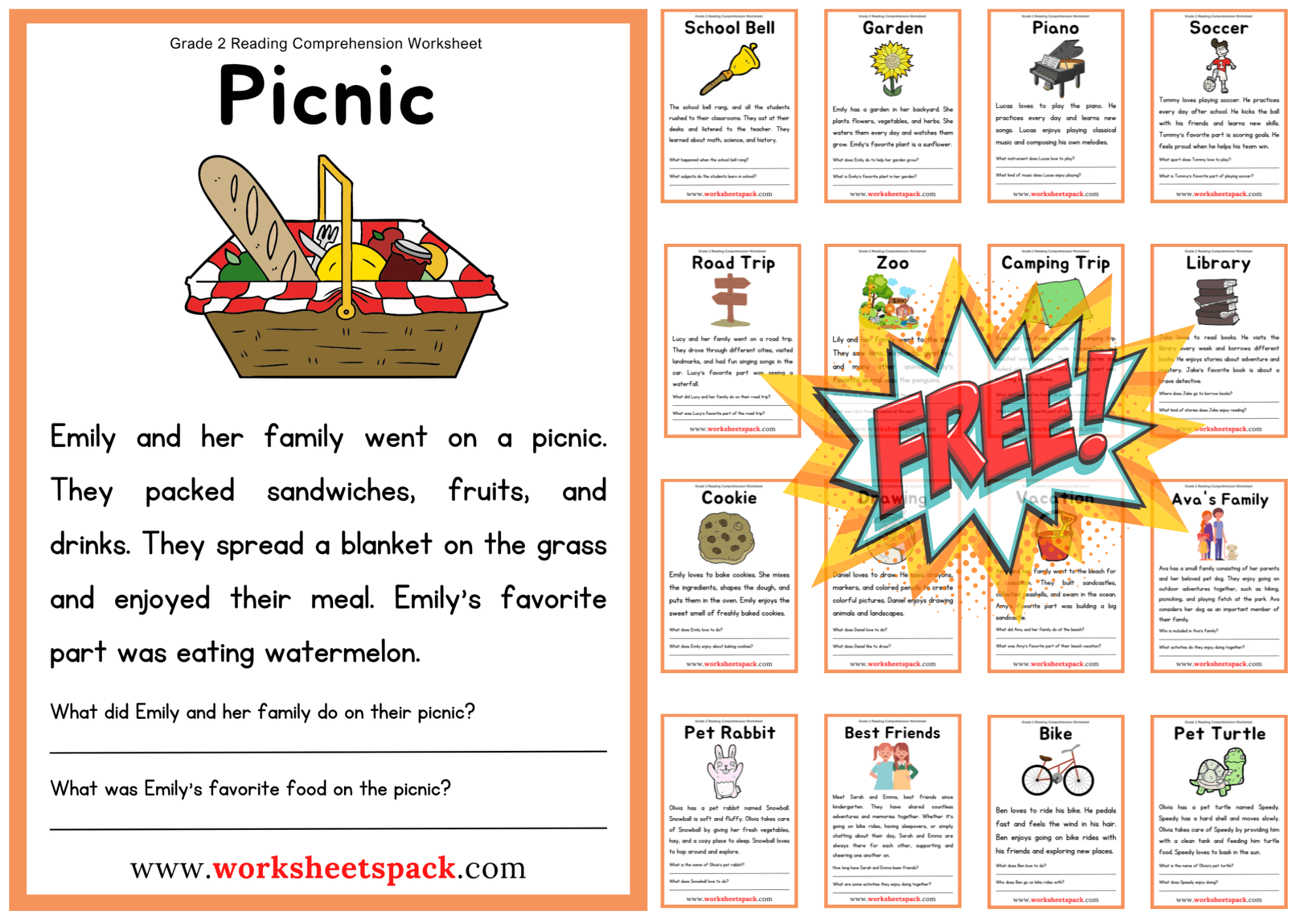 Grade 2 Reading Comprehension Worksheets - worksheetspack
