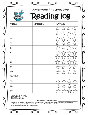 Spring Break Reading Log - Fill Online, Printable, Fillable, Blank ...