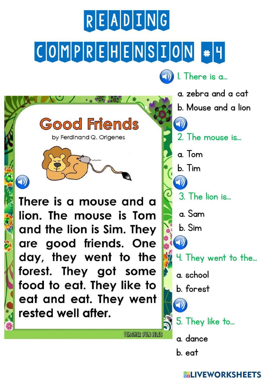 Reading comprehension online exercise for 2nd grade | Live Worksheets - Worksheets Library