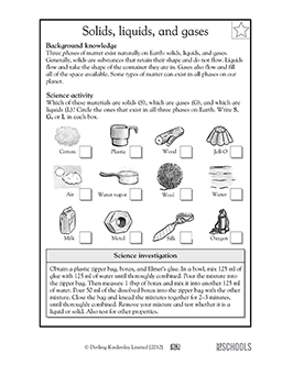 2nd grade science worksheet on matter