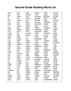 2nd grade sight word list