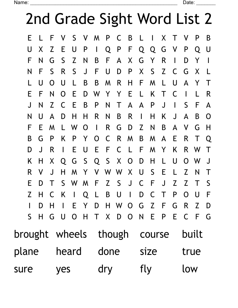 2nd Grade Sight Word List 2 Word Search - WordMint