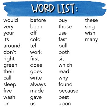 2nd grade sight word list