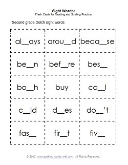 2nd grade sight word worksheet