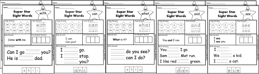 2nd grade sight word worksheet