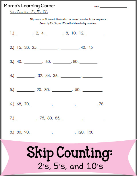 2nd grade skip counting worksheet