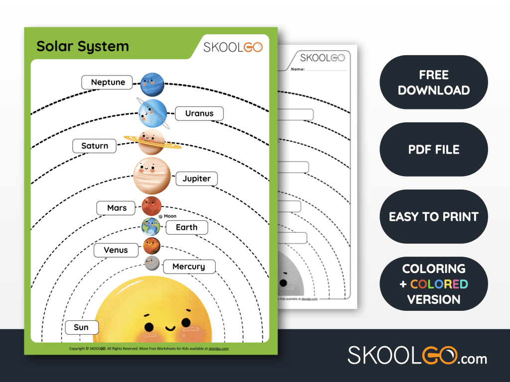 Solar System Worksheet 5 | Printable Solar System Worksheet for Kids ...