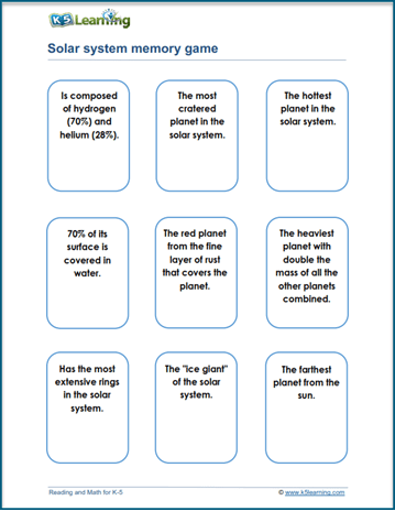 Grade 2 Solar System Activity and Worksheets | Worsheets library