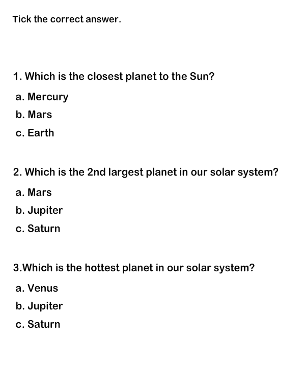 Solar System Worksheet 1 | Solar System for Kids