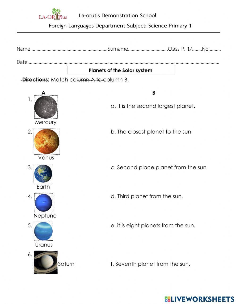 Solar System Lesson 2nd Grade