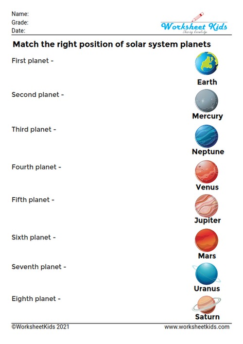 Solar System Planet Worksheets: Kindergarten, 1st, 2nd, 3rd Grade ...
