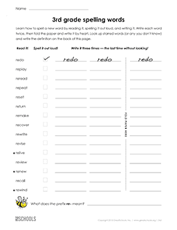 3rd grade spelling words (list #2 of 36) | 3rd grade Word lists ...
