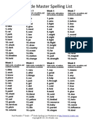 Second Grade Master Spelling Lists | Download Free PDF | Linguistics
