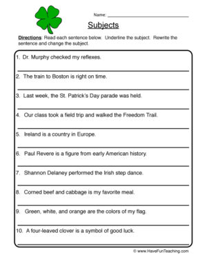 2nd grade subject and predicate worksheet