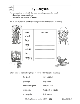 Synonyms | 1st grade, 2nd grade Reading Worksheet | GreatSchools