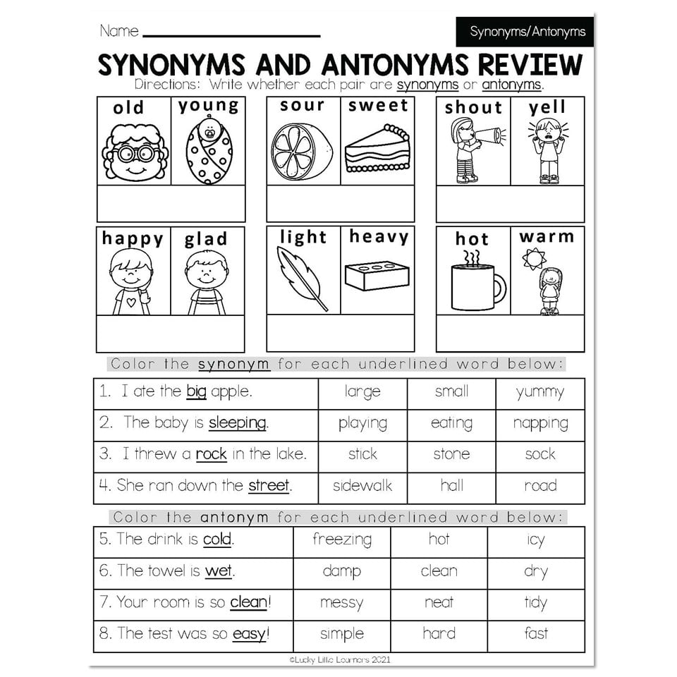 Summer - Early Finishers 2nd Grade - ELA - Synonyms &  Antonyms ...