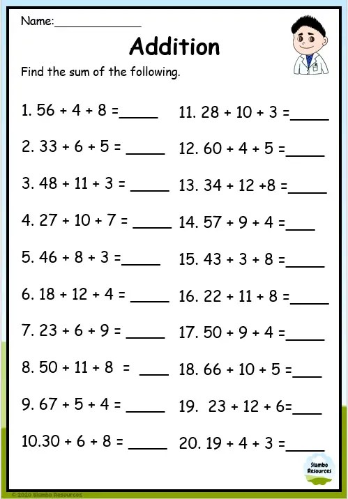 Grade 2 Addition Worksheets | Free Printables | Math Worksheets