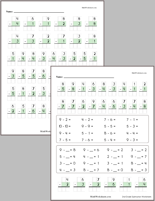 Subtraction Worksheets for 2nd Graders - Free with No Login ...