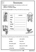 2nd grade vocabulary worksheet