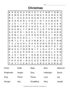 Christmas Word Search Worksheet for 2nd - 4th Grade | Lesson Planet
