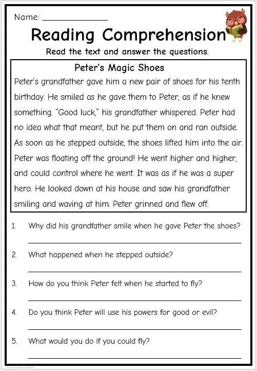 2nd grade worksheet reading comprehension