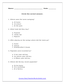 Reading Worksheets for 2nd Graders Worksheets