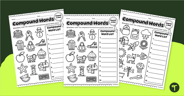 Compound Word Search and Find Worksheets | Teach Starter