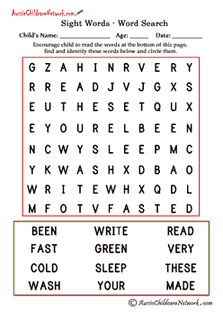 2nd grade worksheet word search
