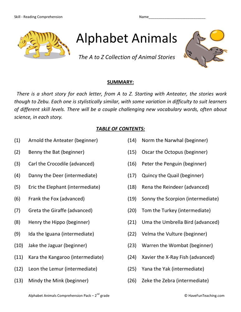 Second Grade Reading Comprehension Worksheets