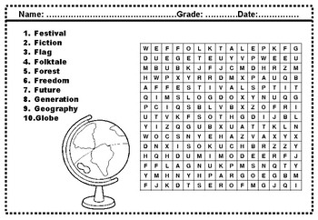 22, 2nd Grade Social Studies, 22 Word Search Worksheets