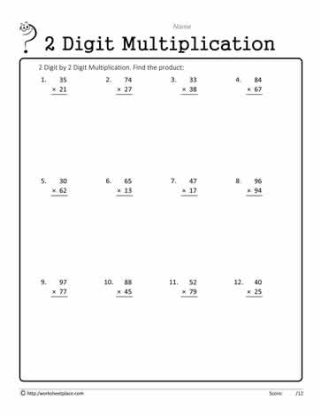 2 Digit Multiplication Worksheet Worksheets