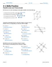 3 1 practice parallel lines and transversals worksheet answers