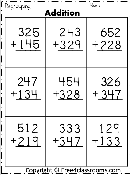 3 addition digits worksheet