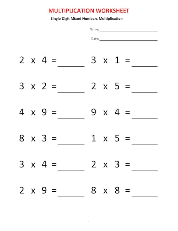 Multiplication Practice Sheets, Printable Worksheets ...