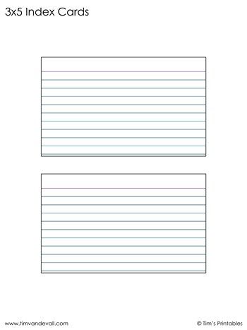 Printable Index Cards 3×5 PDF - Tims Printables