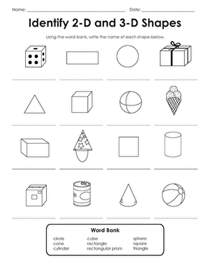 3 d shape worksheet