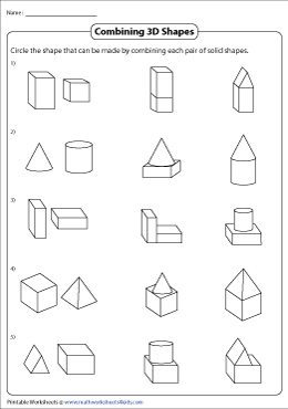 Composing 3D Shapes Worksheets