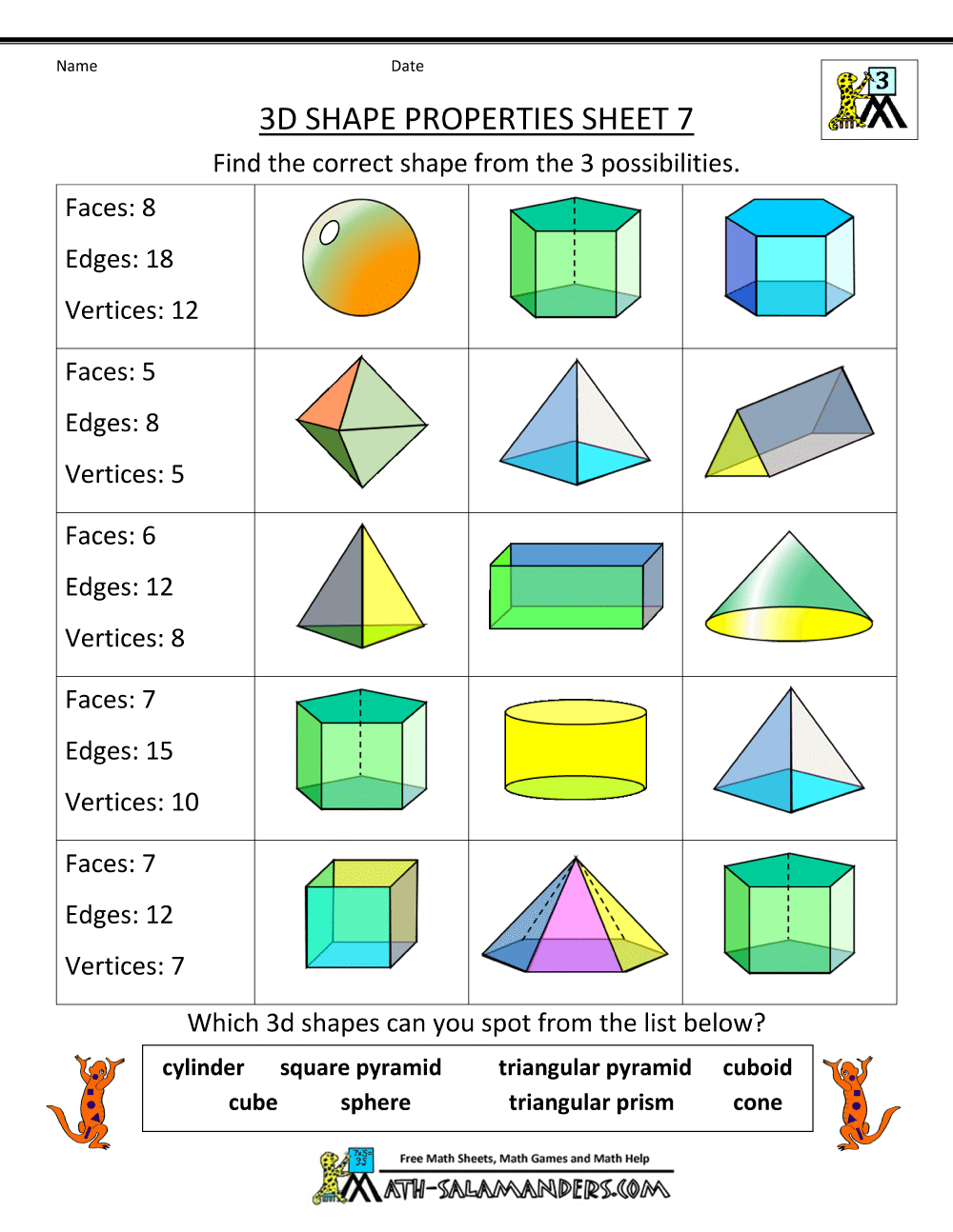 3d Shapes Worksheets Worksheets Library 3d Shapes Worksheets Worksheets Library