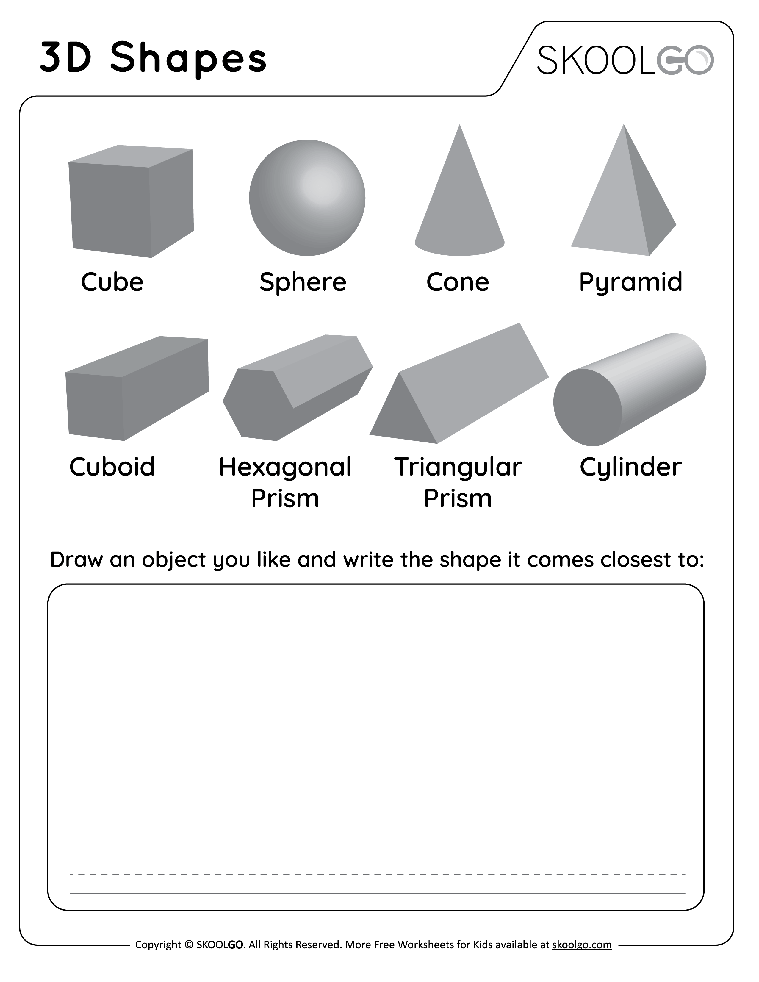 3D Shapes Free Worksheet SKOOLGO Worksheets Library 3D Shapes Free Worksheet SKOOLGO Worksheets Library