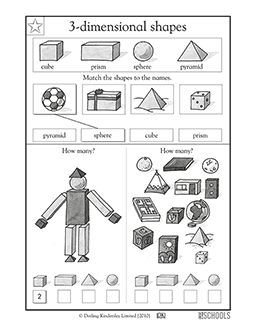 Recognizing 3-D shapes | 1st grade Math Worksheet | GreatSchools