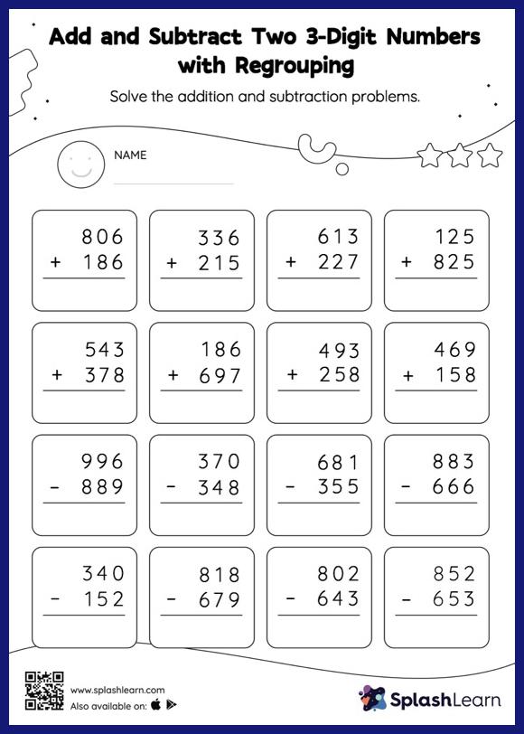 Add and Subtract 3-Digit and 2-Digit Numbers with Regrouping ...