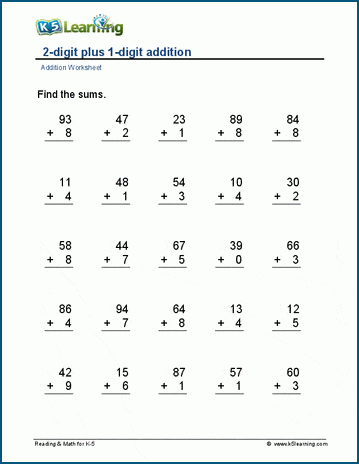 3 digit addition worksheet for grade 1