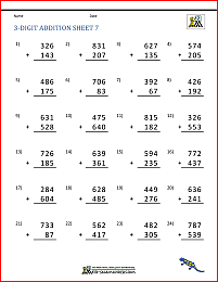 3 digit addition worksheet free