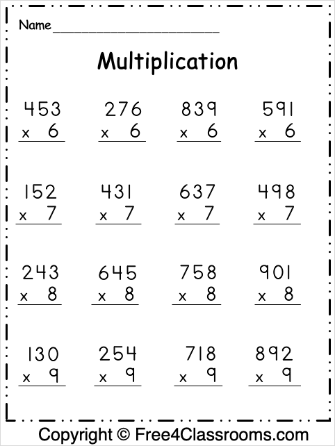 3 digit multiplication worksheet pdf
