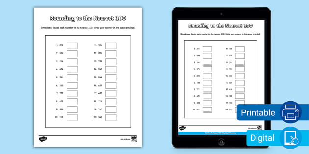 Rounding to the Nearest 100 With 3-Digit Numbers Activity